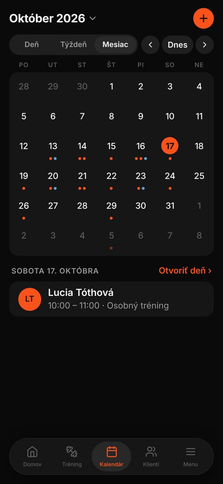Mesačný kalendár trénera s termínmi